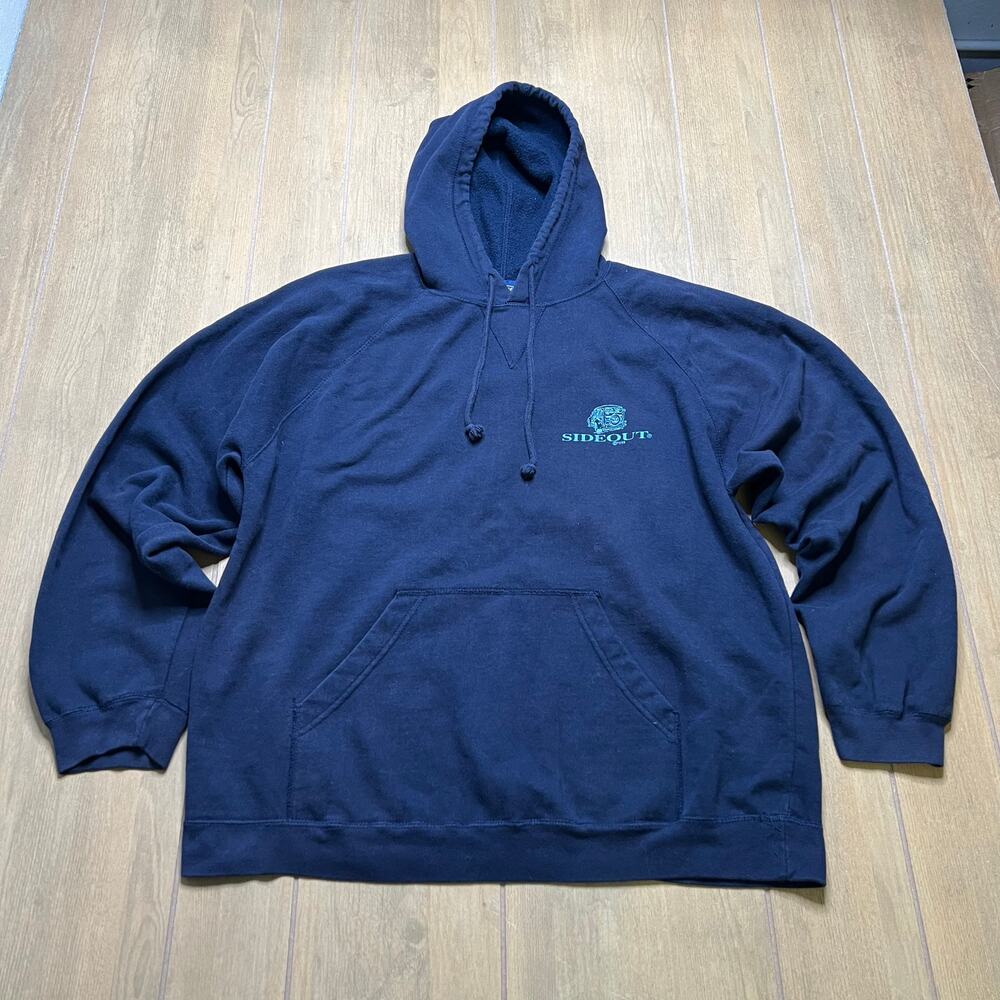 Vintage Sideout 90s Hoodie Surf Skate Graphic Navy Pullover Sweatshirt Sz‎ S Y2K